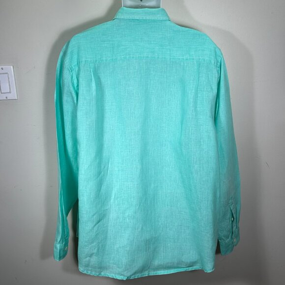 Tommy Bahama mint green all linen casual long sleeves shirt. Size XL - Picture 7 of 7